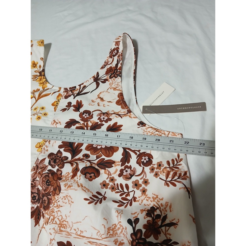 Anthropologie Maeve Neutral Floral Split Print V-Back Shift Dress XL NWT - Picture 9 of 12